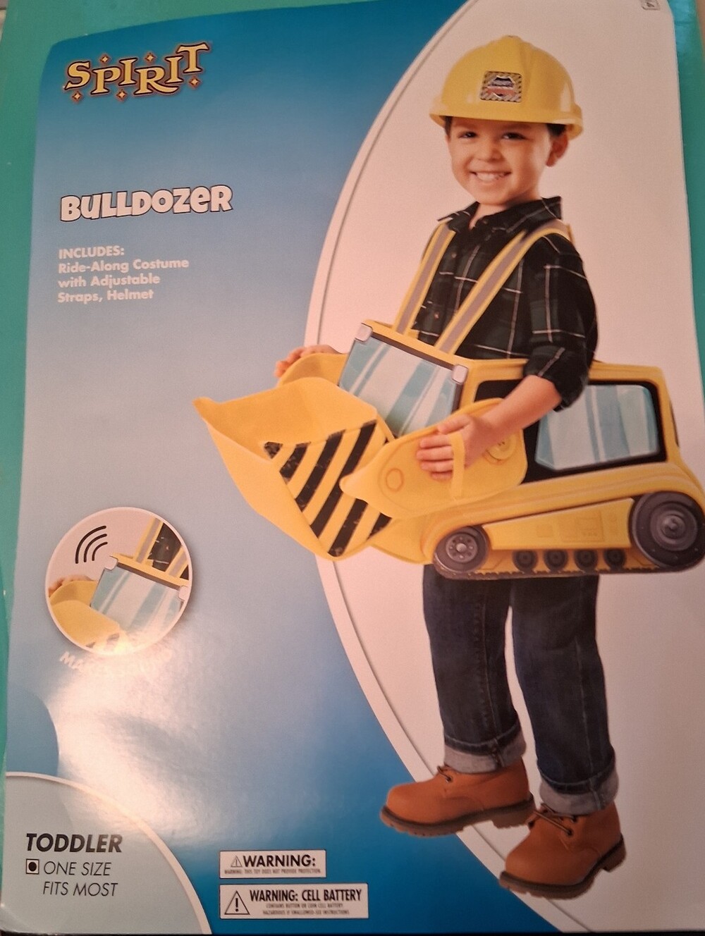 Spirit Yellow Bulldozer Ride-Along Toddler Costume with Helmet